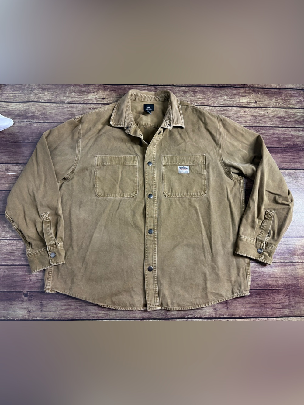 H&M Brown Lightweight Shirt Jacket Oversized Fit Size XL